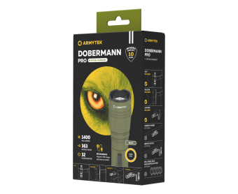 Фонарь тактический Armytek Dobermann Pro Magnet USB / XHP35.2 HI / Теплый /1400 лм (OLIVE) (F07501WO)