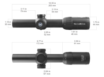 Оптический прицел Vector Optics Constantine 1-8x24, сетка EHT Mil, 30мм, широкоугольный, азотозаполненный,подсветка красным (SCOC-27)