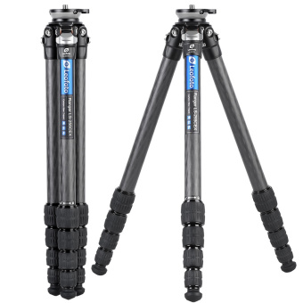 Штатив трипод Leofoto LS-255CEX+ BV-1R (видеоголова жидкостная, вес 0,433 кг, длина рычага 280 мм) CARBON (размер в собранном виде 450 мм,макс.высота 1406 мм,мин.83 мм,вес 1,03 кг. резьба 3/8)
