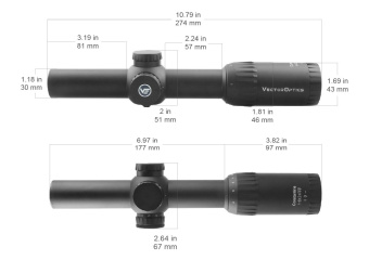 Оптический прицел Vector Optics Constantine 1-8x24 FFP, сетка EHT Mil, 30мм, широкоугольный, азотозаполненный,подсветка красным (SCFF-32)