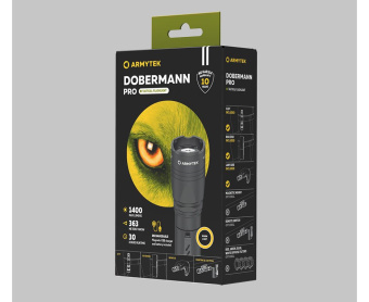 Фонарь тактический Armytek Dobermann Pro Magnet USB / XHP35.2 HI / Холодный/1500 лм / 5°:40° / 1x18650 (в комплекте)